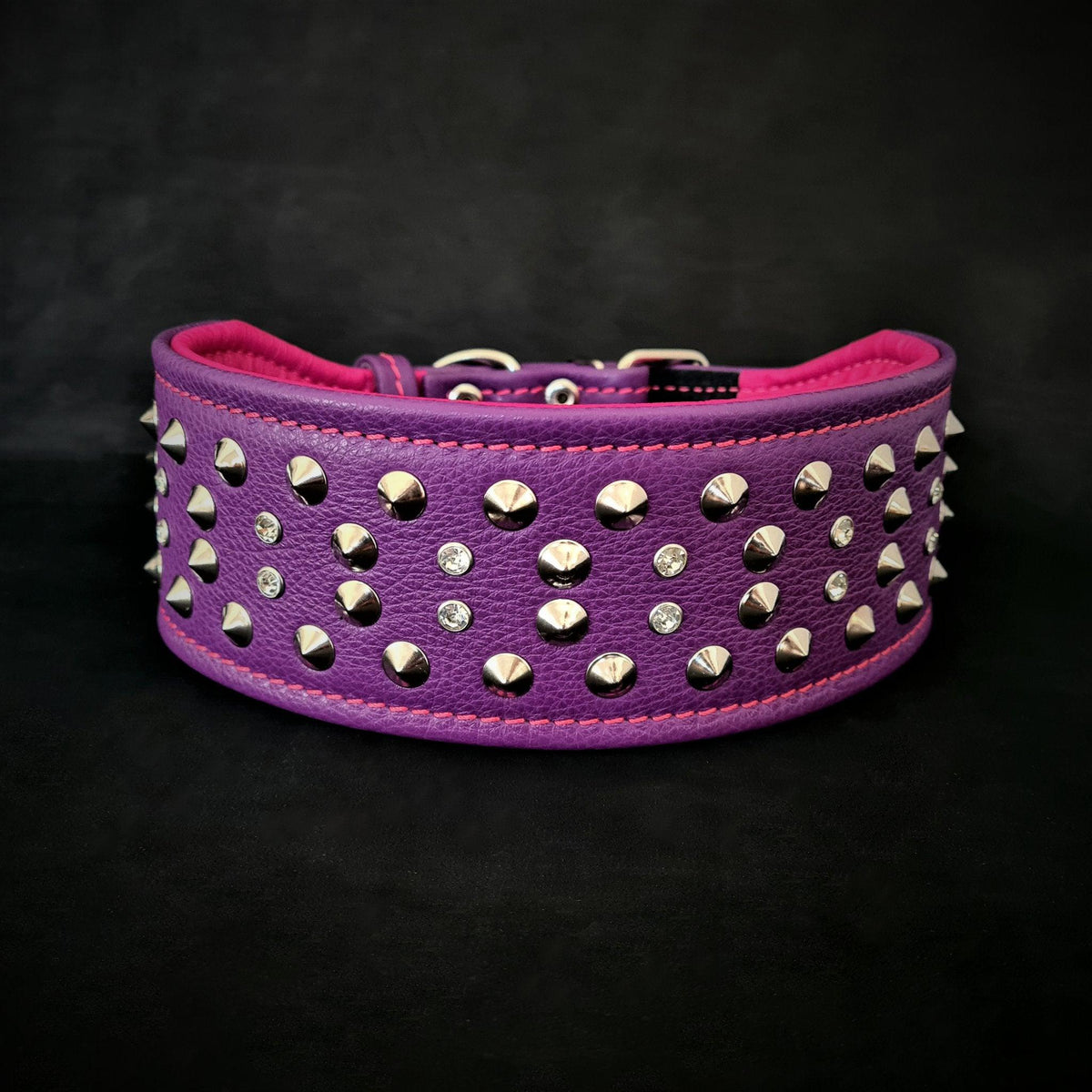 Bestia Crystal 2.8 in Leather Dog Collar