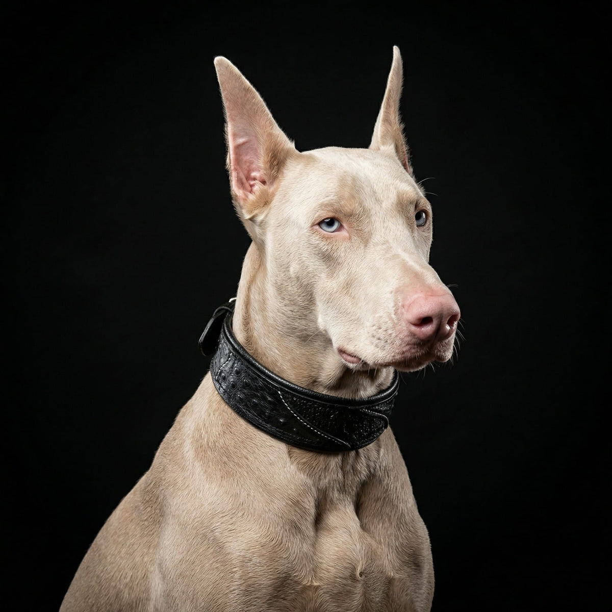 Bestia Korona Black Leather Dog Collar
