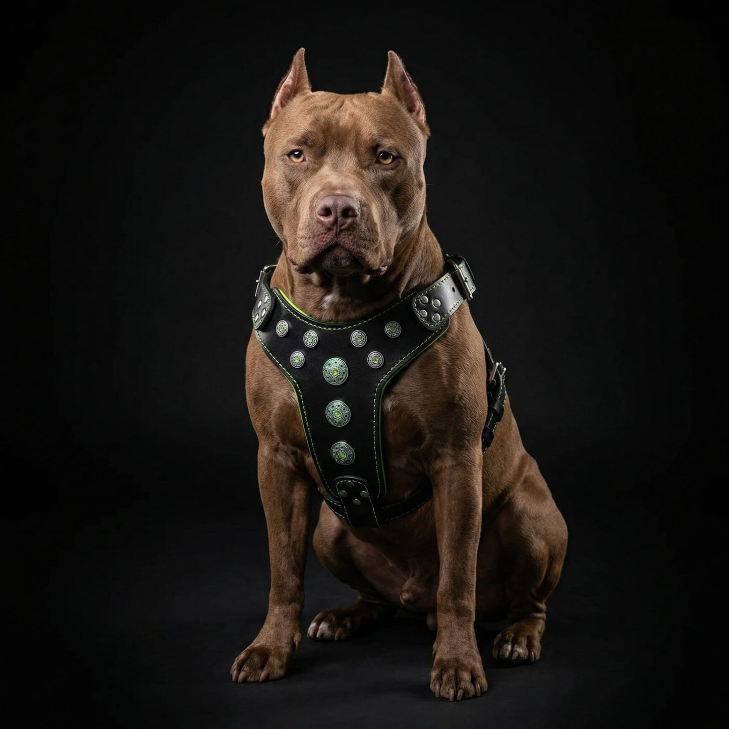 "Bijou" tuigje Zwart & Groen voor grote honden