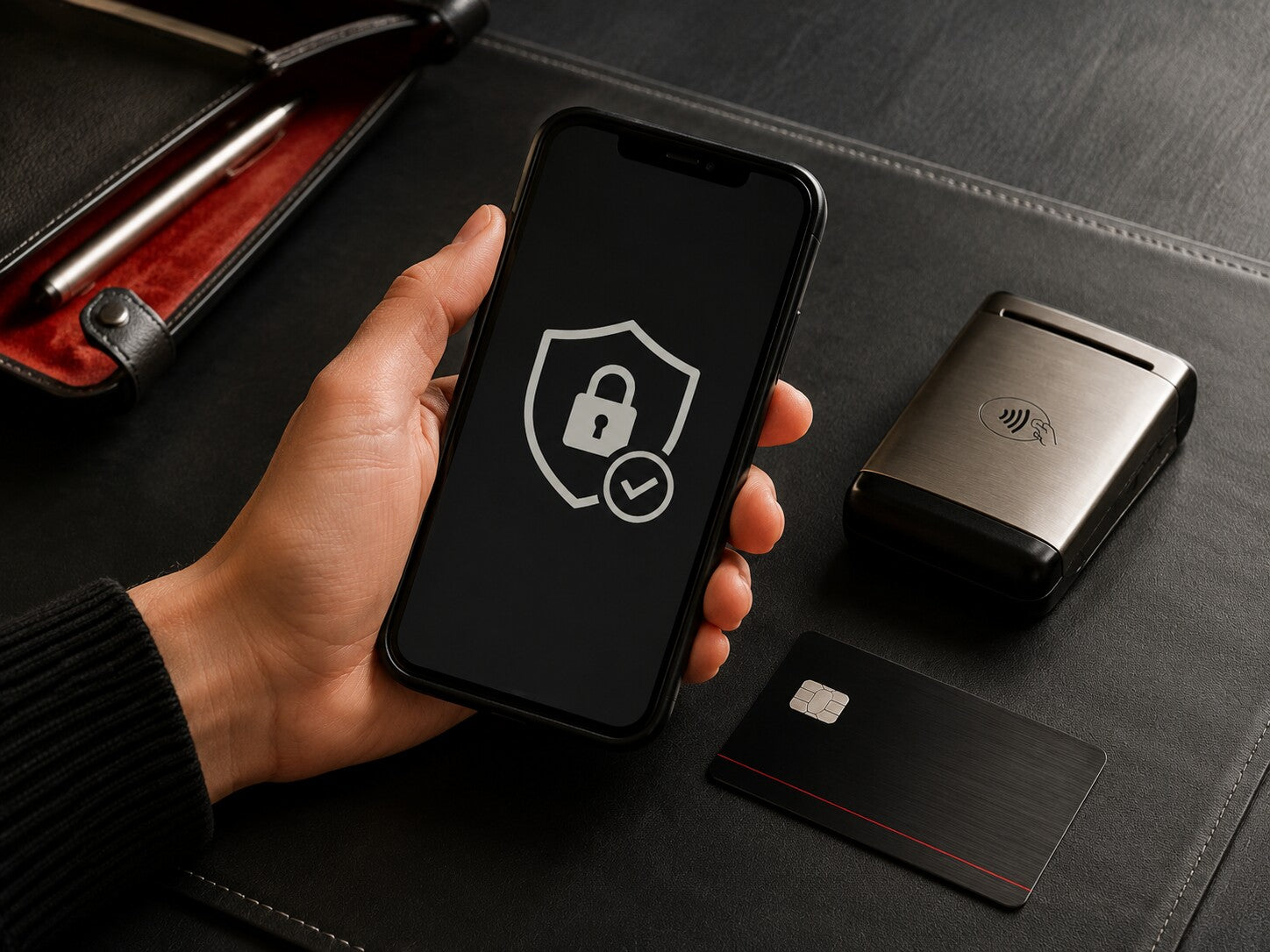 Protected mobile checkout with secure payment symbol